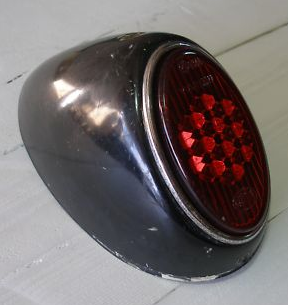 Tail Light Assembly Complete w/ Glass Lens, Chrome, Bracket & Bulb Holder, Left, 55-61, Used German Hella