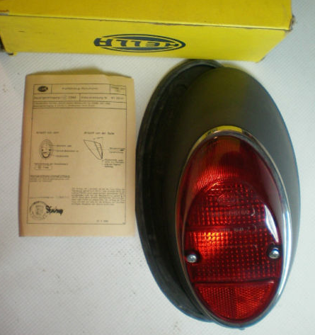 Tail Light Assembly Complete w/ Red Lens, Right, 62-67, Nos German Hella